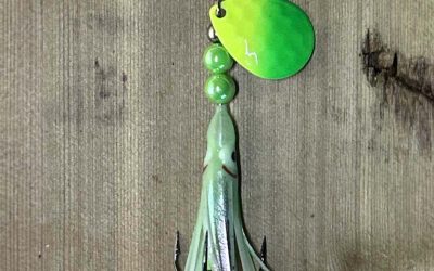 NW Tackle 101 Salmon Killer Hoochie Skirt Spinner – Lemon Lime – 3.5″ Blade